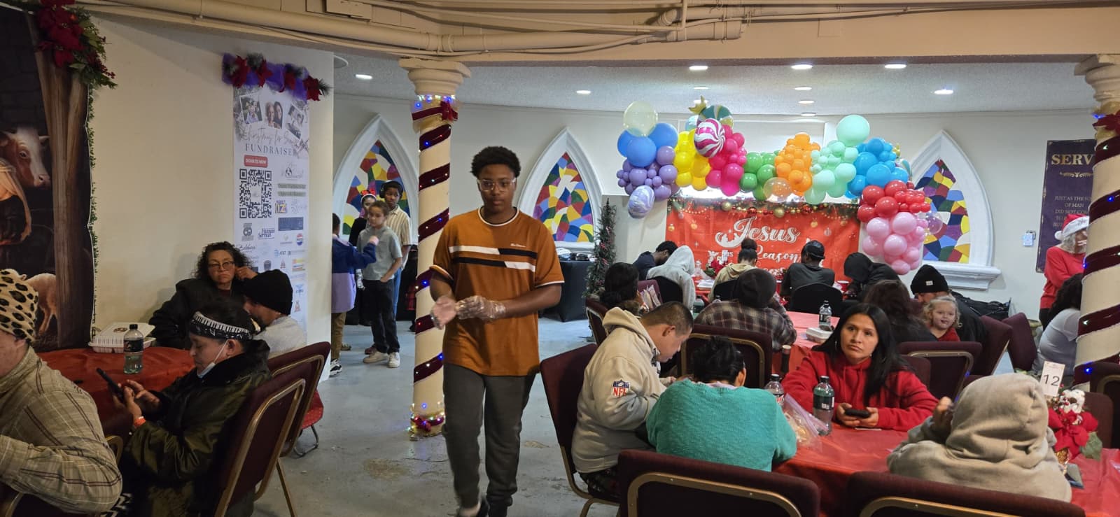 Ross at a community dinner event