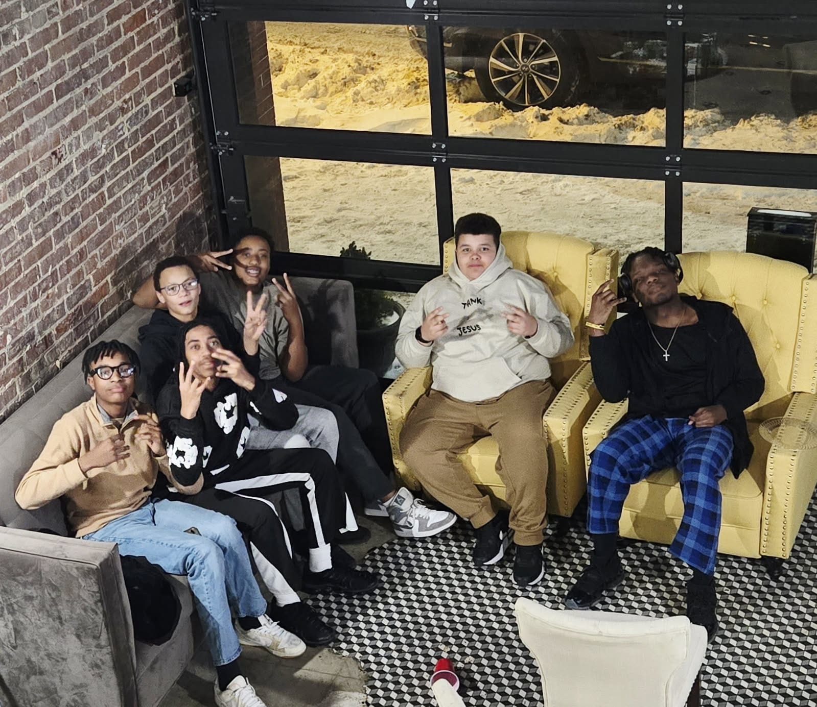 Ross hanging out with friends