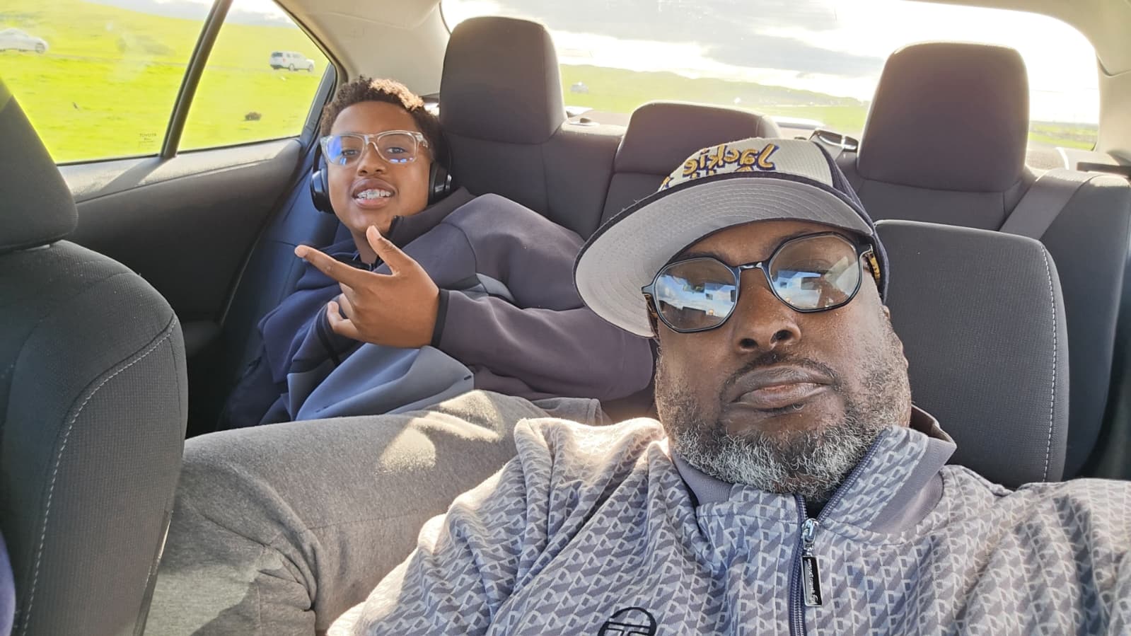 Ross on a road trip with his dad